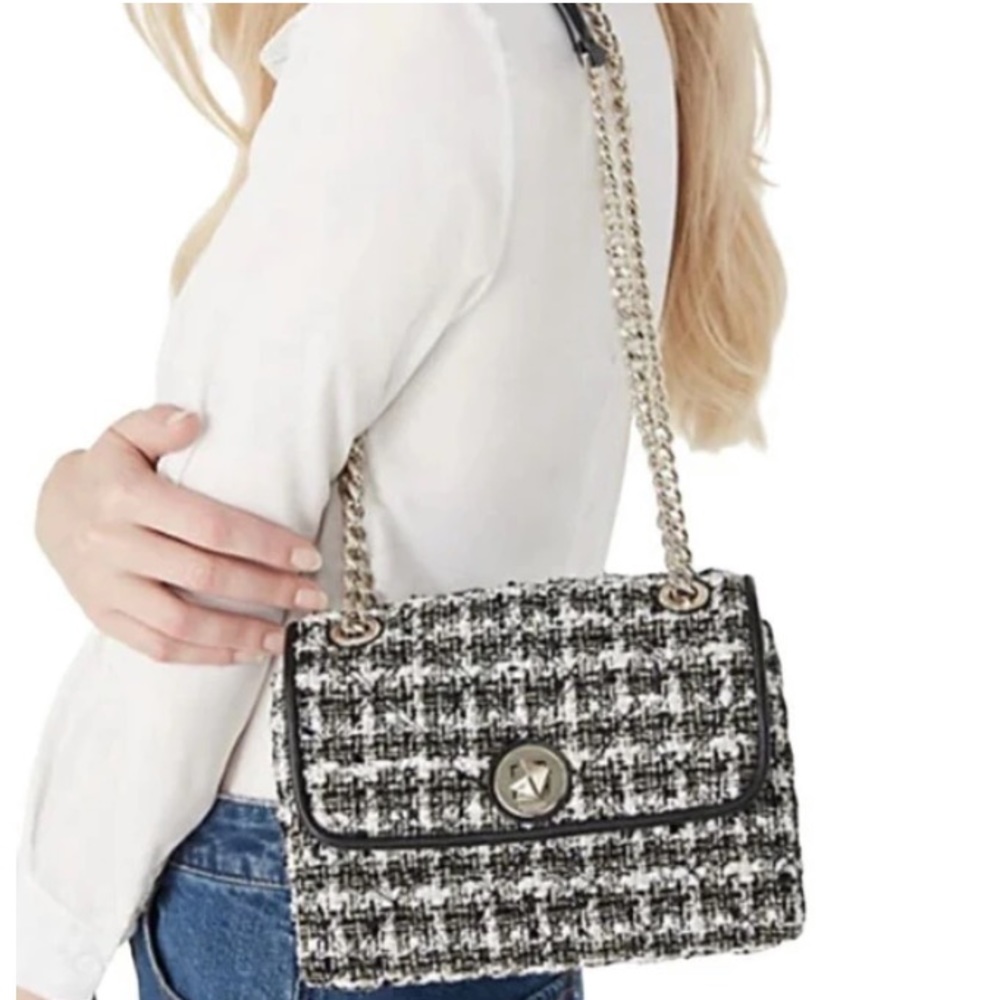 Kate Spade Natalia Tweed Medium Flap Front Chain Strap Shoulder Bag - Picture 1 of 13